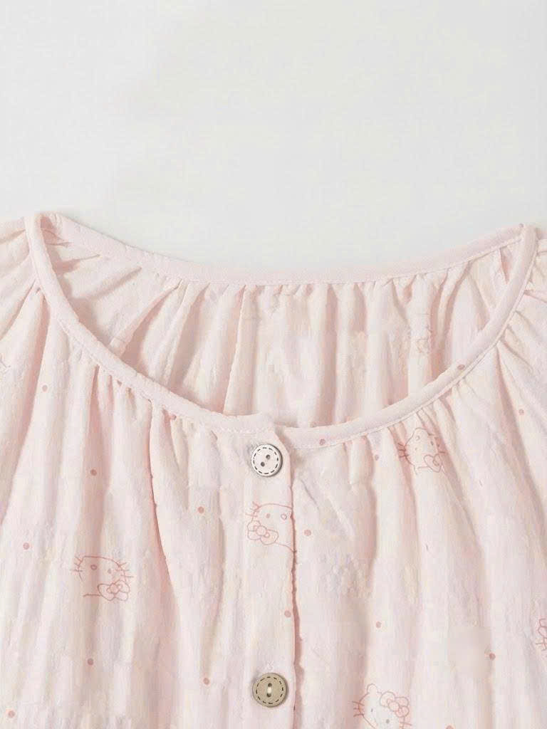 Set Kitty Mặc Nhà Cổ Tròn