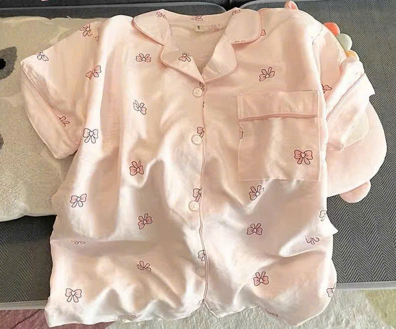 Set Pijama Ngắn Tay Họa Tiết Nơ 2026 - Ảnh 3