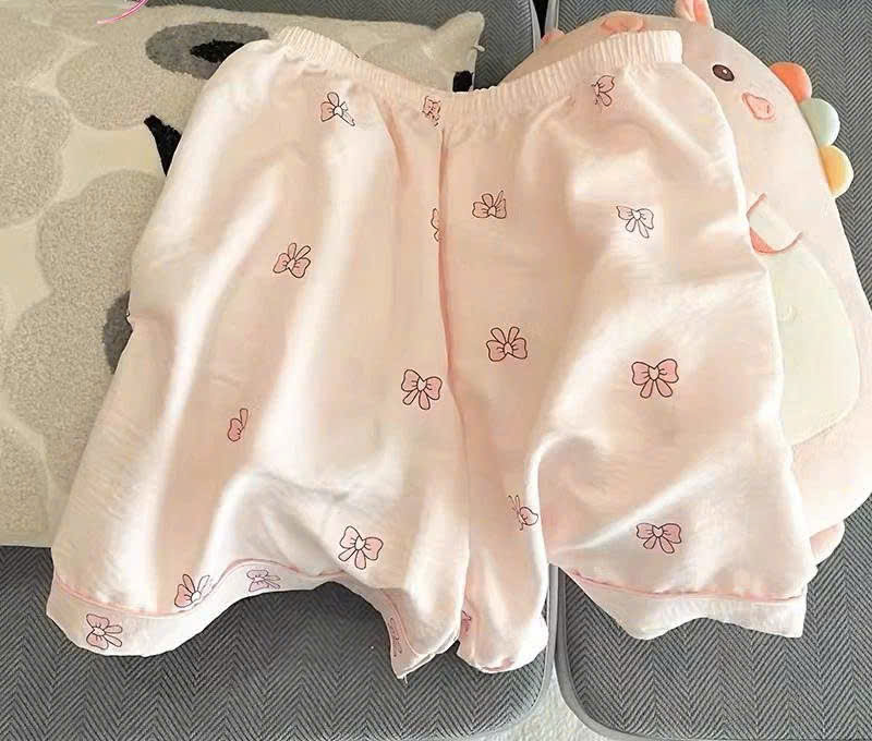 Set Pijama Ngắn Tay Họa Tiết Nơ 2026