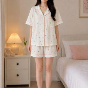Set Pijama Ngắn Tay Chất Mây Họa Tiết 2026