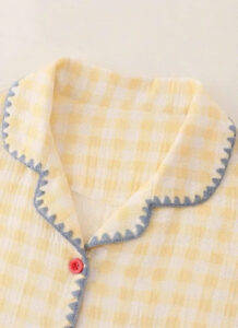 Bộ đồ ngủ nữ cotton ngắn tay quần short viền xanh mây mềm mại thoáng mát - Đồ Ngủ Nàng Điệu