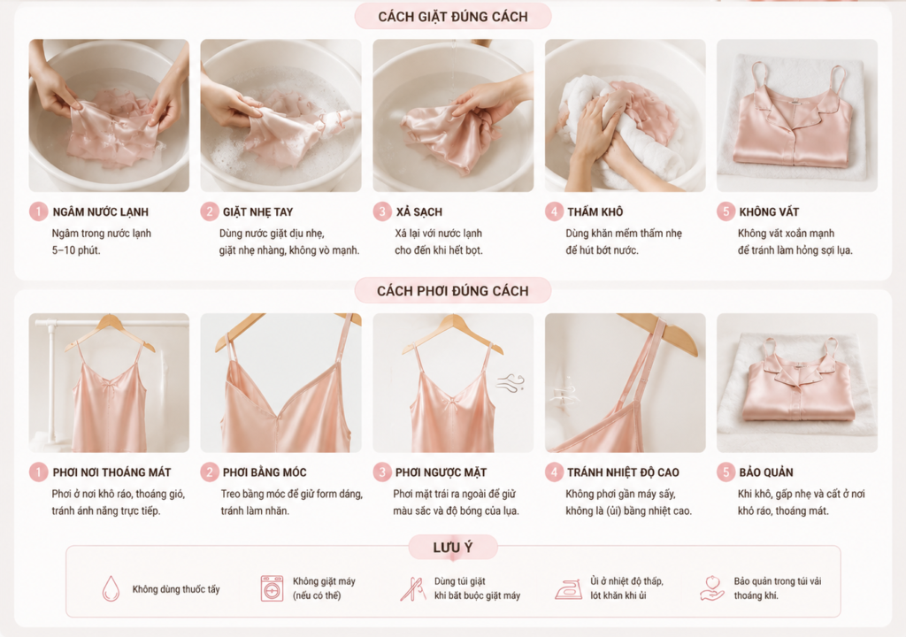 Cách bảo quản đồ ngủ 2 dây