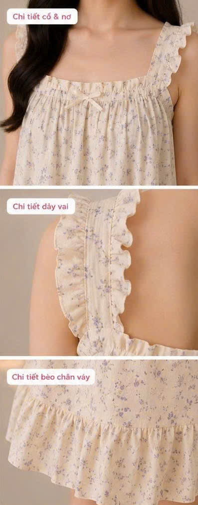 Váy Ngủ Hoa Nhí Tiểu Thư – Đồ Ngủ Nữ Nhẹ Thương | ĐỒ NGỦ NÀNG ĐIỆU - Ảnh 4